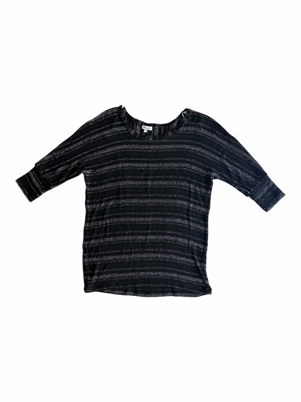 Splendid Black Knit Top With Metallic Stripes